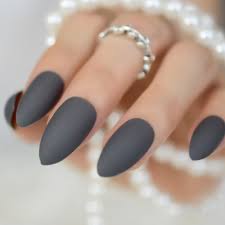 This press on nail set is made to order. Matte Dim Gray Acrylic Nail Art Soft Design Medium Pointed Fake Stiletto Women Nails Diy Lady Finger Patch Pure Color 355p False Nails Aliexpress