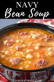 This Navy Bean Soup Is Made With Smoked Ham Shanks Vegetables And Spices It S A Hearty And Delicious Sou Ham Soup Recipes Bean Soup Recipes Ham Soup Crockpot