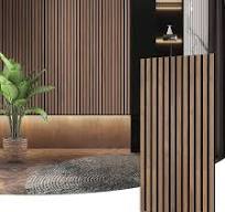 Paneles de pared de madera de 47 pulgadas para decoración de pared  interior, reducción de ruido, panel de listones de madera 3D estriados para  paneles ...
