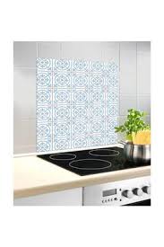 Credence Wenko Fond De Hotte En Verre Carreaux De Ciment 60 X 70 Cm Bleu Darty