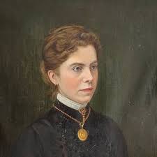 Antique Painting Portrait of a Woman Dressed in Mourning Clothes. Beautiful  Large Oil