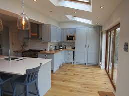 Large oak kitchen, including black solid granite worktops, for sale. Grey Shaker Style Kitchen With Oak Worktop Modern Kitchen Other By Hillside Joinery Ltd Houzz Uk