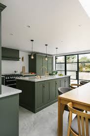 So many shades of green! Devol Directory A Kitchen In Hove The Devol Journal Green Kitchen Cabinets Kitchen Remodel Home Decor Kitchen