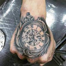 Top 103 Pocket Watch Tattoo Ideas 2021 Inspiration Guide Watch Tattoos Hand Tattoos For Guys Pocket Watch Tattoo Design
