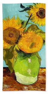 This is a sixty minute free tutorial with acrylic paint. Three Sunflowers In A Vase Beach Sheet For Sale By Vincent Van Gogh