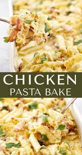 Easy Creamy Chicken Pasta Bake Chef Not Required Recipes Using Rotisserie Chicken Creamy Chicken Pasta Rotisserie Chicken Recipes Leftover
