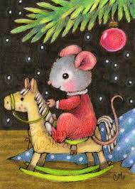 Rocking Horse Cute Christmas Mouse Art By Carmen Medlin Christmas Art Whimsical Christmas Christmas Illustration
