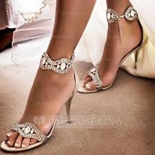 womens leatherette stiletto heel peep toe pumps sandals with crystal 047195553