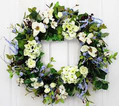 3/4 two sided white melamine slab door. Natural Hydrangea And Dogwood Elegant Front Door Wreath 23 Inch