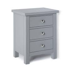 This stylish bedside cabinet not only looks great, but offers outstanding value for money too. Cornish Grey Bedside Table 3 Drawer Cabinet Roseland Furniture