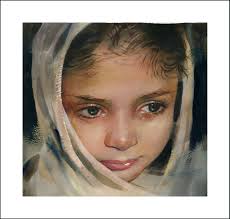 Watercolor painting of young woman