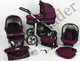 Silver 3 In 1 Pram Pushchair Stroller Travel System Purple Flowers Ebay With Images Newborn Stroller Baby Girl Car Seats Baby Strollers