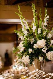 Large White Gladiolus And Hydrangea Centerpieces Hydrangea Centerpiece Gladiolus Wedding Gladiolus Centerpiece
