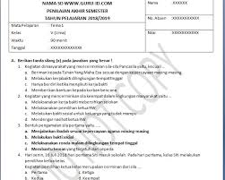 Soal Pas Kelas 5 Tahun 2019 2020 Semester 1 Dan 2 Tema 1 Sampai 8 Info Pendidikan Terbaru