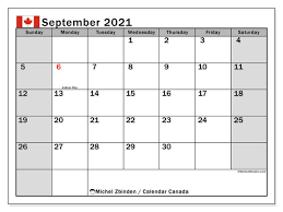 This calendar is designed with months being highlighted in a light blue color, giving it a calming effect and easier visibility of the calendar. Printable September 2021 Canada Calendar Michel Zbinden En