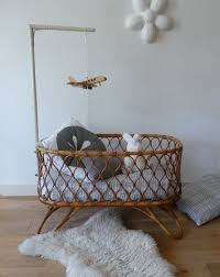 Rattan Crib Vintage Nursery Style Wieg Baby Boy Kamers Baby Meubilair