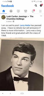 I am so sorry to share this unexpected news from Leah Carden Jennings. This  is a screenshot, so double click