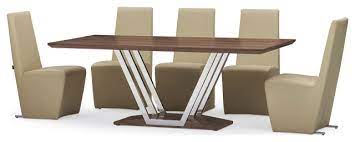 Perhaps it is the lack of the legs, or maybe just the style, but with their sturdy base and room under the table for free leg movement, biggest have become the tables to have for dining. Modern Roman Dining Table With Walnut Veneer Top And Stainless Steel Base Contemporary Dining Tables By Zuri Furniture Houzz