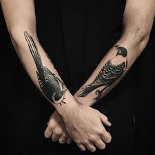 Bird Tattoos On Arm For Men Better Picture Sorry About The Repost Two Birds For Baptiste Thank You For Looking Antoine Larrey Gma Two Birds Tattoo Black Bird Tattoo Birds Tattoo