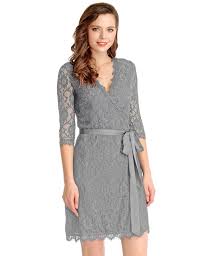 Grapent Womens Light Grey Lace 3 4 Sleeves Midi Business Cocktail Short Formal Wrap Dress Us 8 You Can Find Out More Dresses Fashion Dresses Fashion Classy