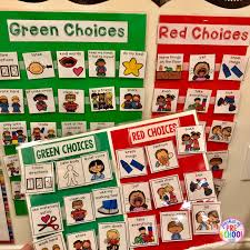 Green And Red Choice Board Pocket Of Preschool