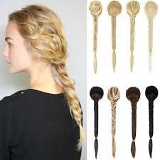 Braids (also referred to as plaits) are a complex hairstyle formed by interlacing three or more strands of hair. Amazon Com Womens Long Straight Fishtail Braids Ponytail Clip In Rope Hair Braid Wigs Hair Extension Beauty