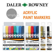 Daler Rowney Simply Acrylic Paint Marker Pen Set Daler rowney aquafine gouache opaque watercolour paint introduction set 12 x 15m.