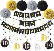 It is a favorite stone for eternity ring and stands for virtue, however its first meaning was courage which came from the greek word adamas and is translated as 'invincible. 10th Anniversary Decorations Kit Anniversary Banner Hanging Swirl A Theme My Party