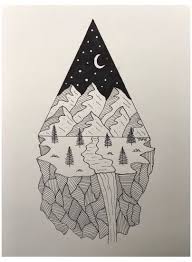 Black And White Geometric Mountain Drawing Framed Wall Art Black And White Art Drawing Black In 2020 Black And White Art Drawing Mountain Drawing Dotted Drawings