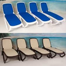 Omega Commercial Chaise Lounge Chair 4 Pack Deck Chairs Lounger Lounge Seating
