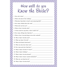 Playing one or two sweet and simple games at your bridal shower or engagement party can break the ice, get your guests talking, and give everyone a few these personalized pencils would make a great addition to the game! Personalized Printable How Well Do You Know The Bride Game Polka Dots Personalized Brides