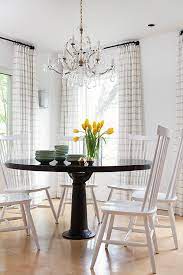 Our dining furniture options have you covered, no matter the size and layout of your room or how many people you need to seat. Round Black Dining Table With White Dining Chairs Country Dining Room