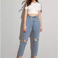 Choose light wash jeans for a throwback vibe, or go with darker washes for the iconic denim look you know and love. Vintage Ladies High Waist Jeans Woman Pencil Casual Denim Pants Light Blue Jeans Mom Boyfriend Jeans For Women Buy Dropshipping Usa Warehouse Women Denim Pencil Pants Top Brand Stretch Jeans High