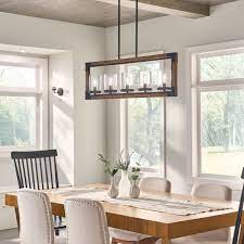 Illuminate your dining room in sleek fashion with the kichler serene 44160 linear chandelier. Marimount 5 Light Linear Chandelier Auburn Stained Kichler Lighting