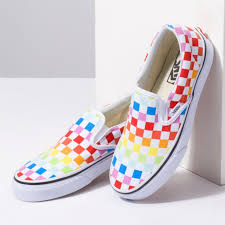 Black And White Rainbow Checkered Vans Checkerboard Slip On Shop Classic Shoes At Vans In 2020 Rainbow Vans Vans Shoes Fashion Vans Slip On Shoes