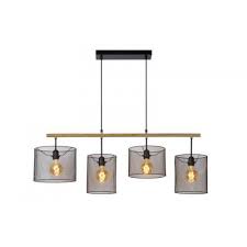 Lucide Baskett Pendant Light 4xe27 Black Zavesne Svitidlo Lustr Wood Pendant Light Bar Ceilings Pendant Light