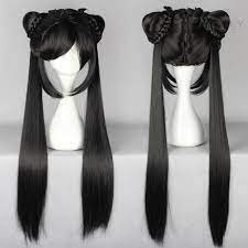 Glamorous Long Straight Ancient Beauty Hairstyle With Ponytails Black Cosplay Wig 30 Inches Cosplay Hair Kawaii Hairstyles Wig Hairstyles