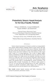 This ranked as the deadliest earthquake that hit south asia until the 2005 kashmir earthquake. Pdf Probabilistic Seismic Hazard Analysis For The City Of Quetta Pakistan