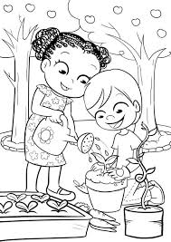 This Two Kids Is Like Gardening Coloring Pages Garden Coloring Pages Coloring Pages Nature Coloring Pages