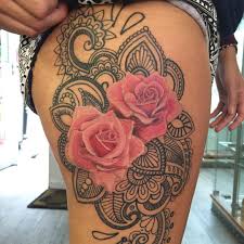 Need some rose tattoo inspiration? 50 Amazingly Beautiful Thigh Tattoo Ideas You Will Love Tats N Rings Rose Tattoos For Women Hip Tattoo Neck Tattoo