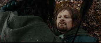 Boromir, impaled by three enormous arrows, lies dying in the forest. I Have Watched This Scene Many Times Yet It Still Brings A Tear To My Eye Extended Edition Hits You In The Feels Even More Lotr
