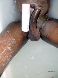 Black Amateurs Naked - Shaved black balls and sticking huge dick