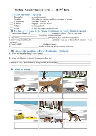 Listening to and understanding simple texts about a variety of events and situation. Writing Comprehension 9th Form 1 Worksheet