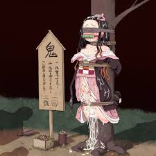 Explore Nezuko's erotic journey through detailed restraint art