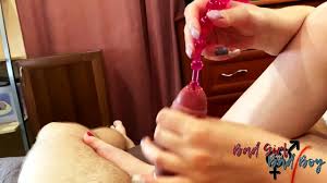 I play with my slaves urethra by inserting toys into urethra and making  him cum BadGirlandBadBoy