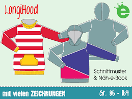 Raglanshirt kinder freebook & tolle nähanleitung. Longihood Sweatshirt Hoodie Gr 86 164 Erbsenprinzessin Shop
