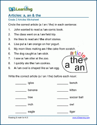 Please note that separation between b1 and b2 can be unclear and sometimes inaccurate.therefore some worksheets can be. Article Worksheets A An The K5 Learning