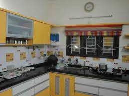 Ethnic styles became popular for modern kitchen decor, so base on traditional indian interiors. Colorful Kitchen With Window Blinds Design By Chitra Tibrewal Architect In Indore Mp India Blinds Design Kitchen Colors Kitchen Interior