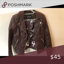 Guess Burgundy Faux Leather Jacket In 2020 Burgundy Faux Leather Jacket Leather Jacket Faux Leather Jackets