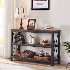 A sofa table and a console table provide the basic necessity of living room decoration. Amazon Com Bon Augure Industrial Sofa Console Table 3 Tier Horizontal Entry Tables With Open Shelf Rustic Entryway Hallway Table For Living Room 47 Inch Rustic Oak Home Kitchen